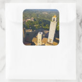 Uitzicht uit Tower, San Gimignano, Siena, Toscane Vierkante Sticker (Tas)