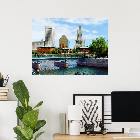 Uitzicht uit Waterplace Park Poster (Thuiskantoor)