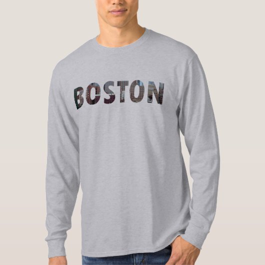Uitzicht uit Zuid-Boston (in letters). T-shirt (Voorkant)