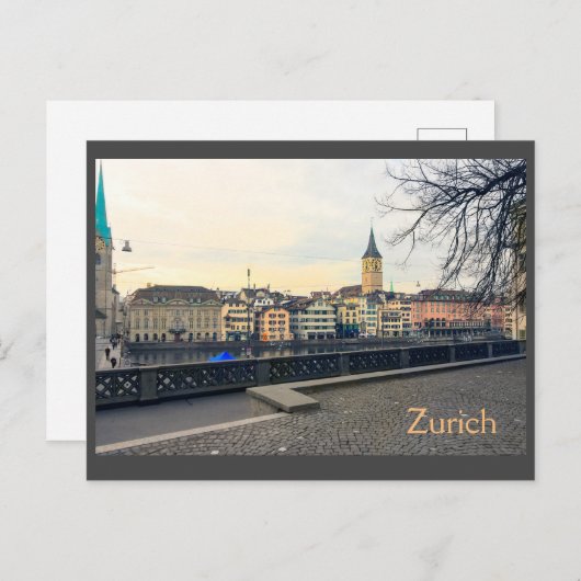 Uitzicht uit Zürich Briefkaart (Voorkant / Achterkant)