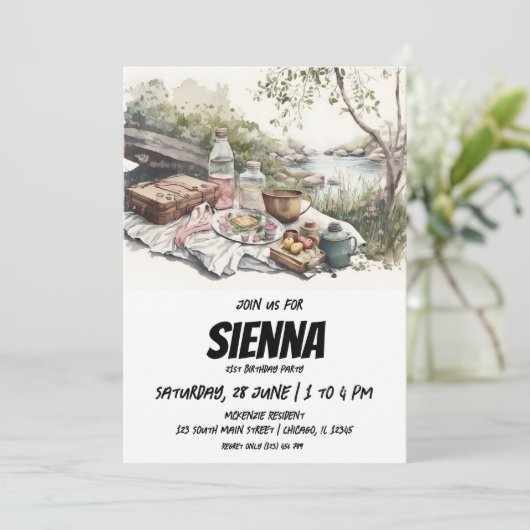 Uitzicht Uitnodiging voor de zomerpicknick (Staand voorkant)