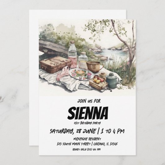 Uitzicht Uitnodiging voor de zomerpicknick (Voorkant / Achterkant)