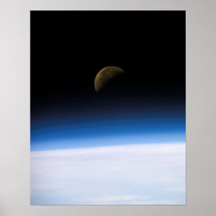 Uitzicht van Aarde en Maan uit Colombia (STS-107) Poster