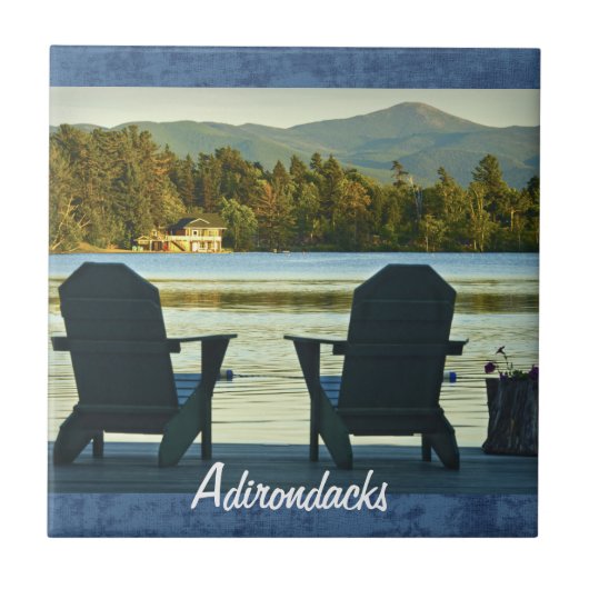 Uitzicht van Adirondack Chairs in de Adirondacks,  Tegeltje (Voorkant)