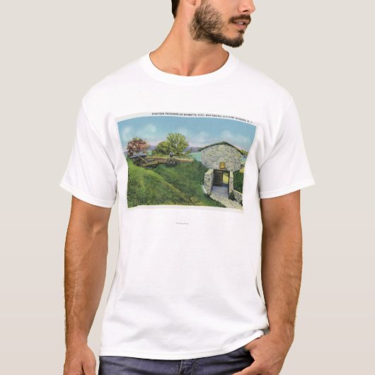 Uitzicht van adjutant Quarters in het oude Franse  T-shirt (Voorkant)