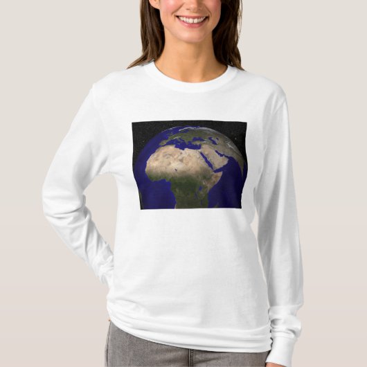 Uitzicht van Afrika, Europa, het Midden-Oosten en  T-shirt (Voorkant)