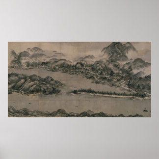 Uitzicht van Ama-no-Hashidate door Sesshüu Tōyō Poster