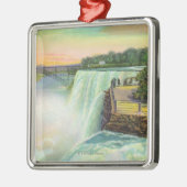 Uitzicht van Amerikaanse Herfsten van Goat Island Metalen Ornament (Links)