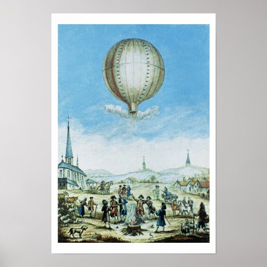 Uitzicht van Annonay in Vivarais en eerste vlucht Poster (Voorkant)