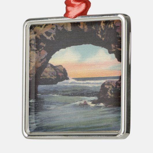 Uitzicht van Arch Rock langs West Cliff Drive Metalen Ornament (Links)