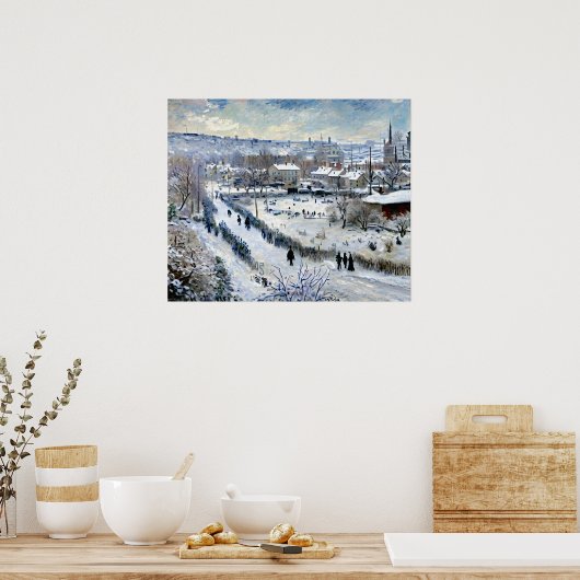 Uitzicht van Argenteuil in de sneeuw Poster (Keuken)