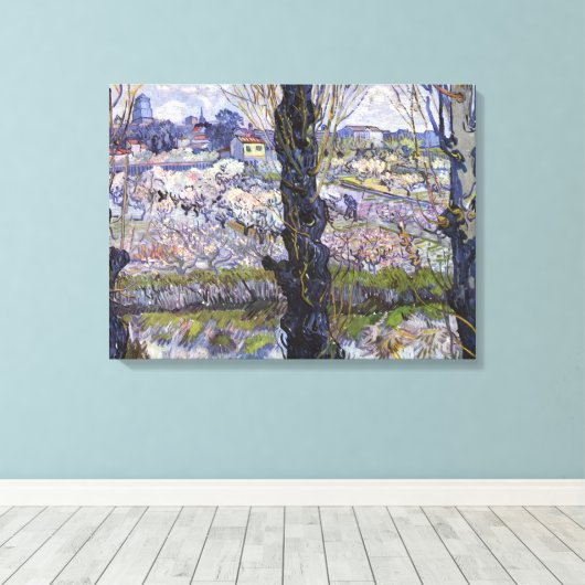 Uitzicht van Arles, bloeiende boomgaarden van Gogh Canvas Afdruk (Insitu (Houten vloer))