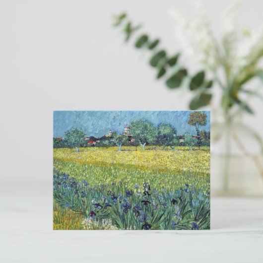 Uitzicht van Arles Irises Vincent van Gogh Briefkaart (Staand voorkant)