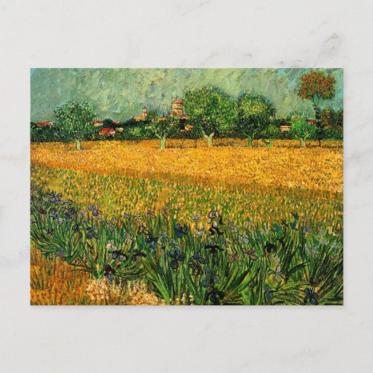 Uitzicht van Arles met Irises door Vincent van Gog Briefkaart (Voorkant)