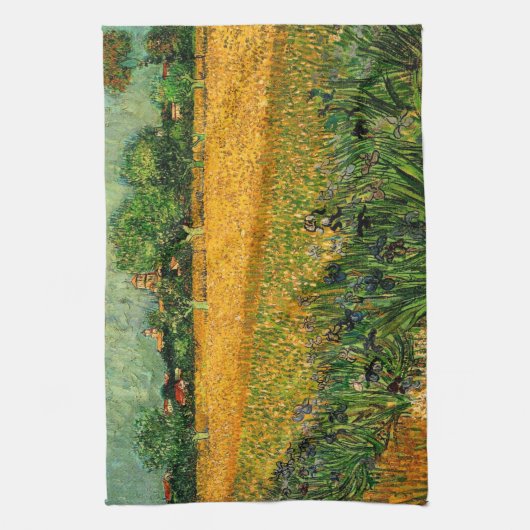 Uitzicht van Arles met Irises door Vincent van Gog Theedoek (Verticaal)