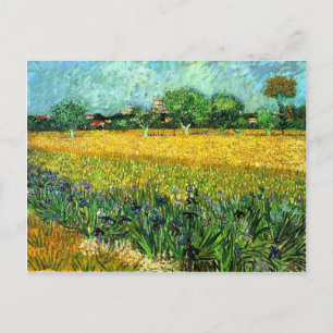 Uitzicht van Arles met Irises op de voorgrond Briefkaart