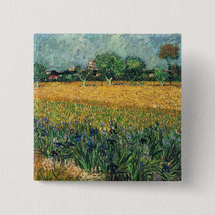 Uitzicht van Arles met Irises Van Gogh Fine Art Vierkante Button 5,1 Cm