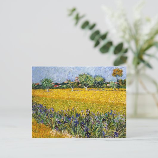 Uitzicht van Arles met verf van Irises Vincent van Briefkaart (Staand voorkant)
