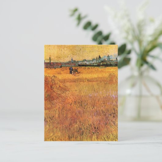 Uitzicht van Arles uit de Wheat Fields van Van Gog Briefkaart (Staand voorkant)