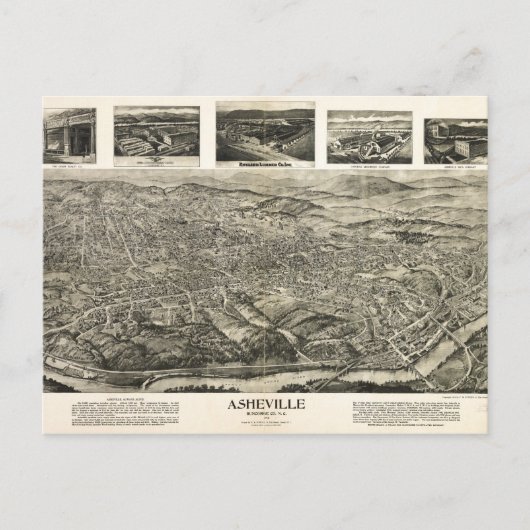 Uitzicht van Asheville, North Carolina (1912) Briefkaart (Voorkant)