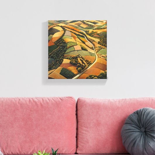 Uitzicht van Autumnal Farmland Canvas Afdruk (Insitu (Woonkamer))