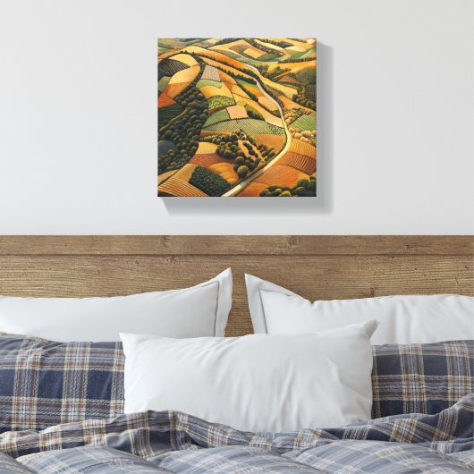 Uitzicht van Autumnal Farmland Canvas Afdruk (Insitu (Slaapkamer))