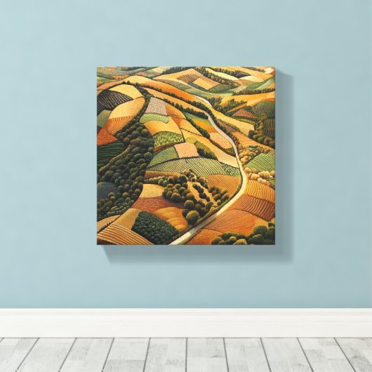 Uitzicht van Autumnal Farmland Canvas Afdruk (Insitu (Houten vloer))