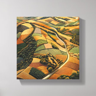 Uitzicht van Autumnal Farmland Canvas Afdruk