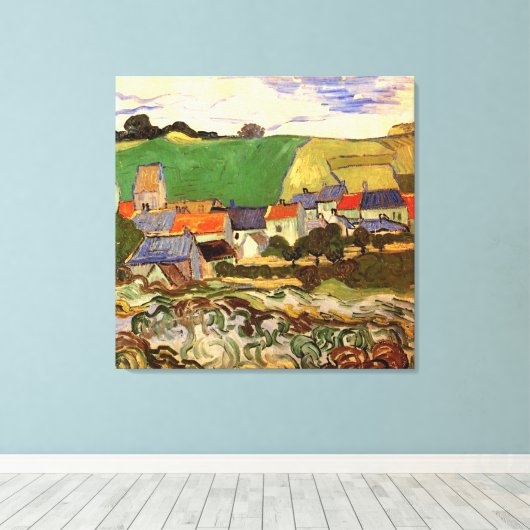 Uitzicht van Auvers Vincent van Gogh. Canvas Afdruk (Insitu (Houten vloer))