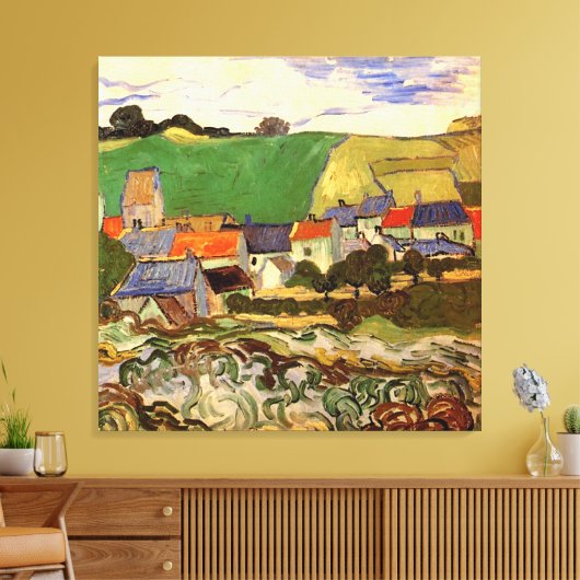 Uitzicht van Auvers Vincent van Gogh. Canvas Afdruk (Insitu (Woonkamer))