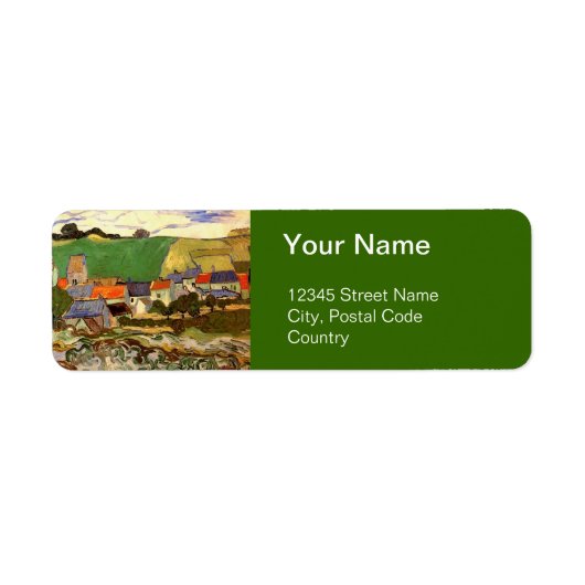 Uitzicht van Auvers Vincent van Gogh. Etiket (Voorkant)