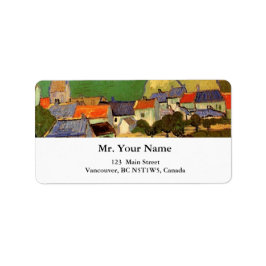 Uitzicht van Auvers Vincent van Gogh. Etiket