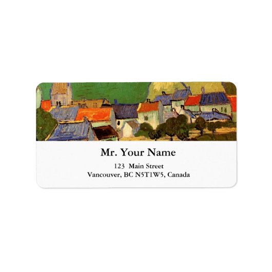 Uitzicht van Auvers Vincent van Gogh. Etiket (Voorkant)