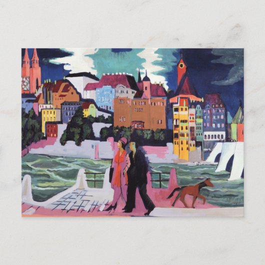 Uitzicht van Bazel en Rijn Briefkaart (Voorkant)