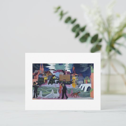 Uitzicht van Bazel en Rijn, Ernst Ludwig Kirchner Feestdagenkaart (Staand voorkant)