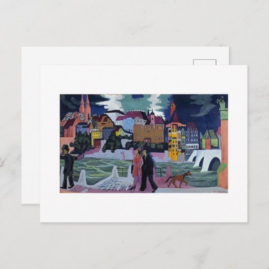 Uitzicht van Bazel en Rijn, Ernst Ludwig Kirchner Feestdagenkaart (Voorkant / Achterkant)