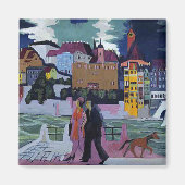 Uitzicht van Bazel en Rijn, Ernst Ludwig Kirchner Magneet (Voorkant)