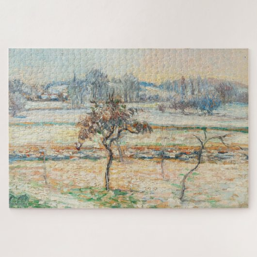 Uitzicht van Bazincourt, Snow - Pissarro Legpuzzel (Horizontaal)