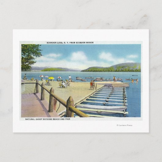Uitzicht van Beach en Pier van Scaroon Manor Briefkaart (Voorkant)