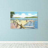Uitzicht van Beach en Pier van Scaroon Manor Canvas Afdruk (Insitu (Houten vloer))