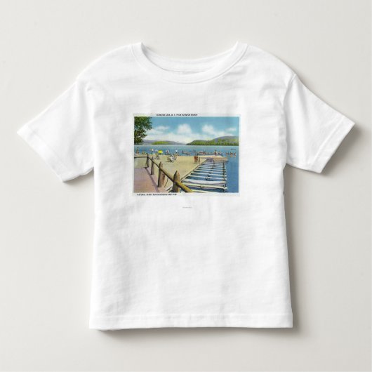 Uitzicht van Beach en Pier van Scaroon Manor Kinder Shirts (Voorkant)