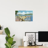 Uitzicht van Beach en Pier van Scaroon Manor Poster (Thuiskantoor)
