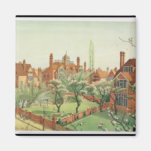Uitzicht van Bedford Park, 1882 (kleurenlitho) 2 Magneet (Voorkant)