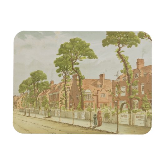 Uitzicht van Bedford Park, 1882 (kleurenlitho) Magneet (Horizontaal)