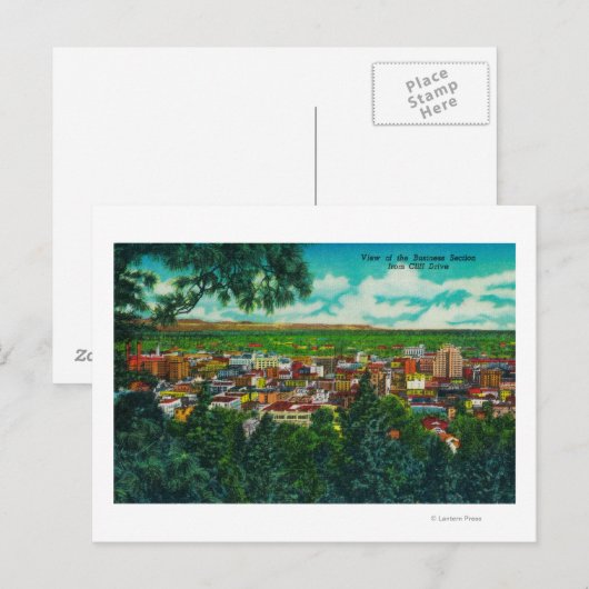 Uitzicht van bedrijfssectie van Cliff Drive Briefkaart (Voorkant / Achterkant)