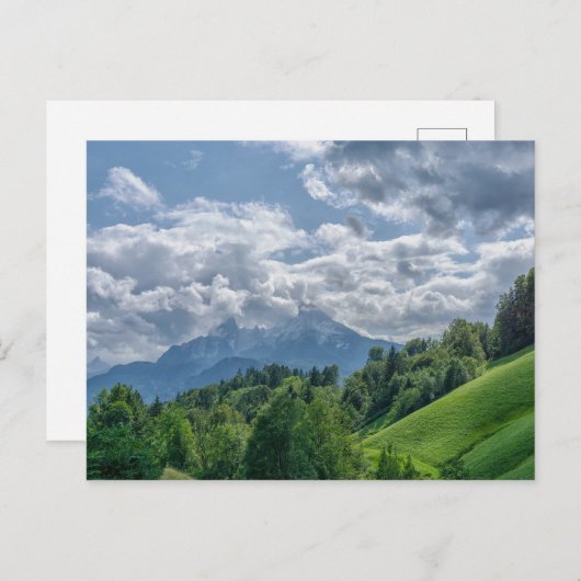 Uitzicht van bergen in alpen briefkaart (Voorkant / Achterkant)