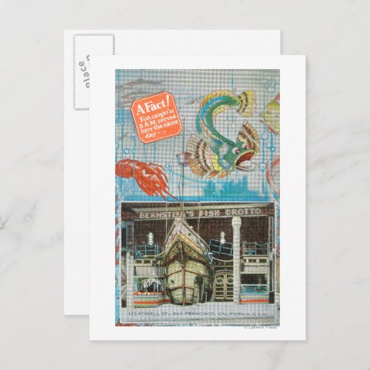 Uitzicht van Bernstein's Fish Grotto met vis Briefkaart (Voorkant / Achterkant)