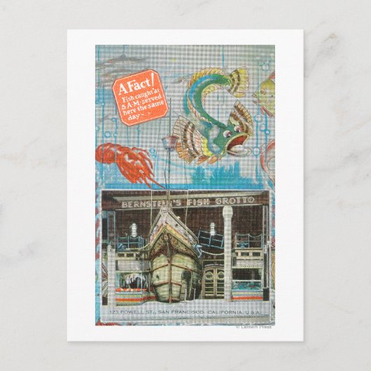 Uitzicht van Bernstein's Fish Grotto met vis Briefkaart (Voorkant)