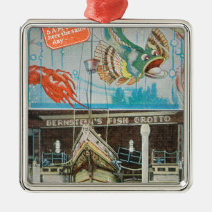 Uitzicht van Bernstein's Fish Grotto met vis Metalen Ornament
