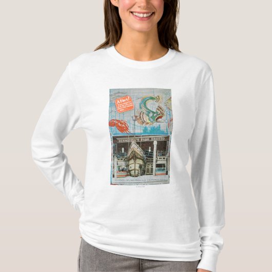 Uitzicht van Bernstein's Fish Grotto met vis T-shirt (Voorkant)